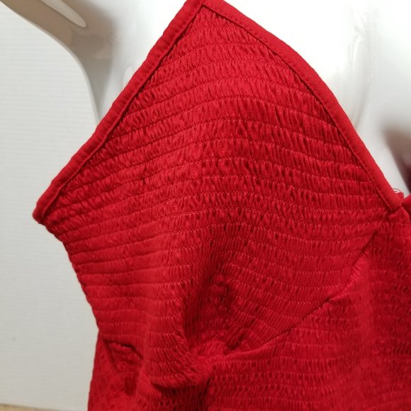 Rue 21 top 4X sleeveless spaghetti strap smocked cropped scalloped lettuce hem - Picture 5 of 8